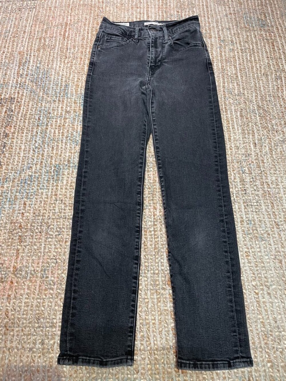 Levi's Premium 724 High Rise Straight Crop Jeans Black Washed Grey Women's 24